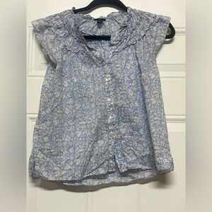 Womens floral Blue Floral Ruffled Button-Front Top